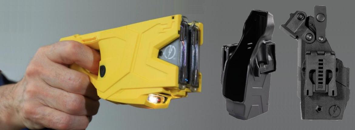 Yellow TASER X2 with Blachawk and Blade-Tech Holsters